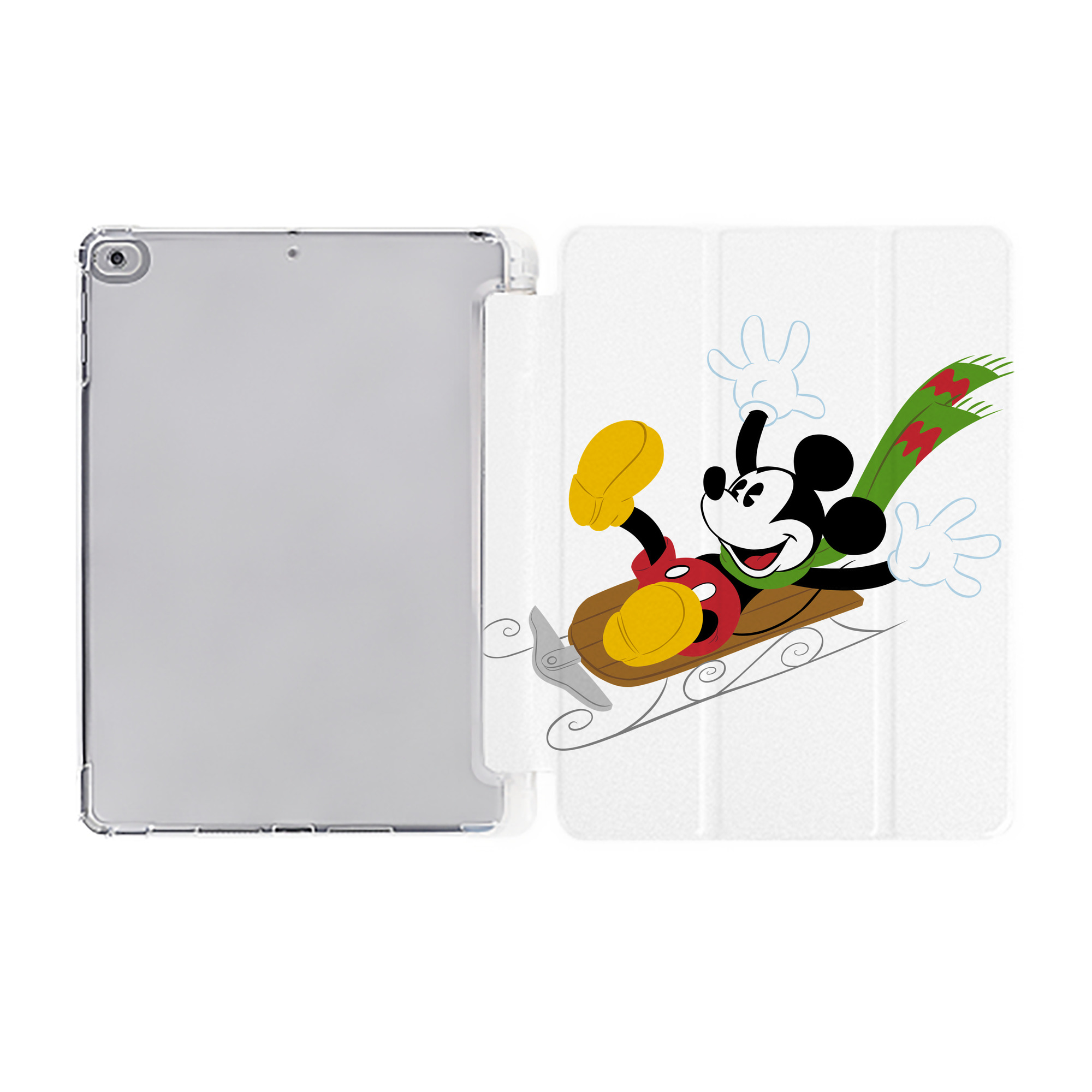 ミッキーマウス Mickey Mouse IPad ケース ペン収納付き 三つ折りスタンド PUレザー×シリコン 対応機種9.5/10.5/10.9インチ